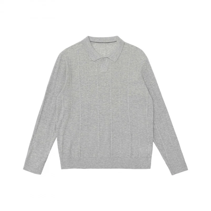 Herren Feinstrick-Poloshirt mit durchgehender Rippenstruktur und Hemdkragen Nord Taschen