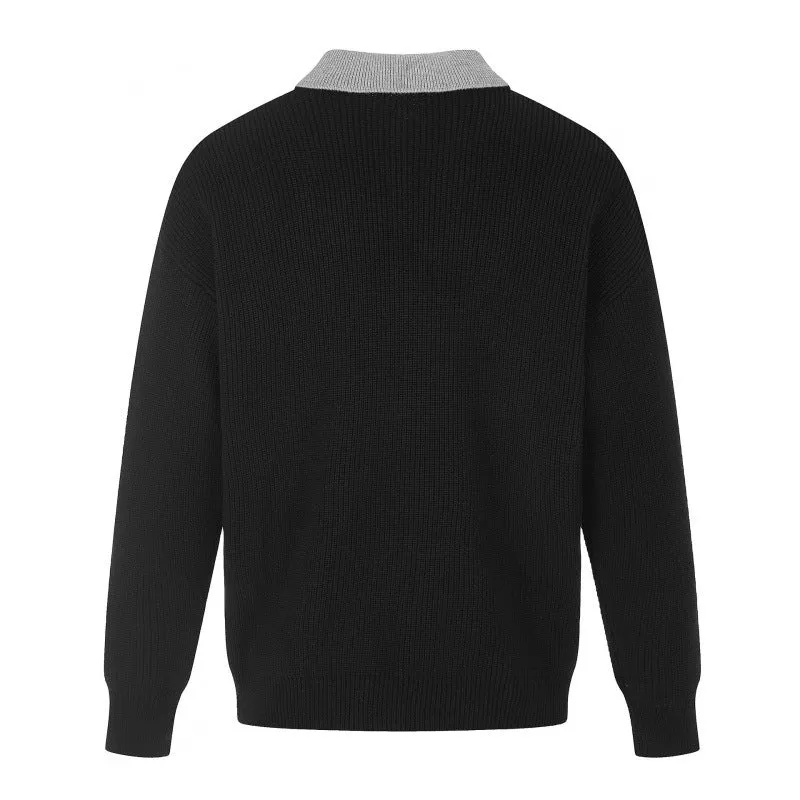 Herren Feinstrick-Polo mit Henley‑Knopfleiste und kontrastierendem Polokragen Nord Taschen