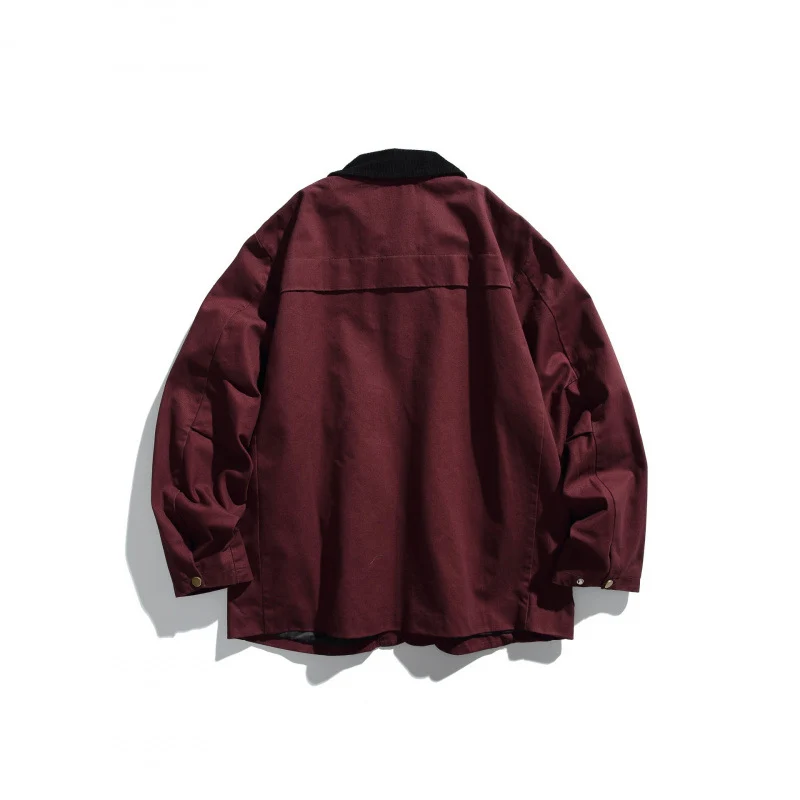 Herren Canvas-Chorejacke mit Cordkragen und Druckknopffront Nord Taschen