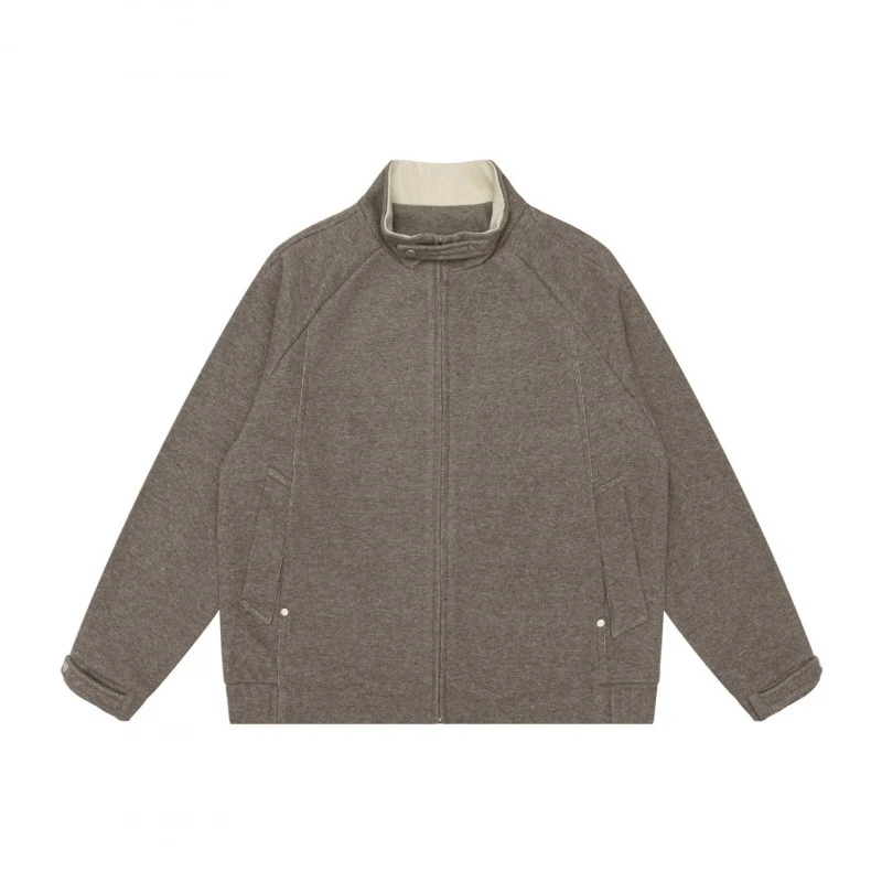 Herren Boxy-Zip-Blousonjacke mit Stehkragen, Raglanärmeln und verdecktem Reißverschluss Nord Taschen