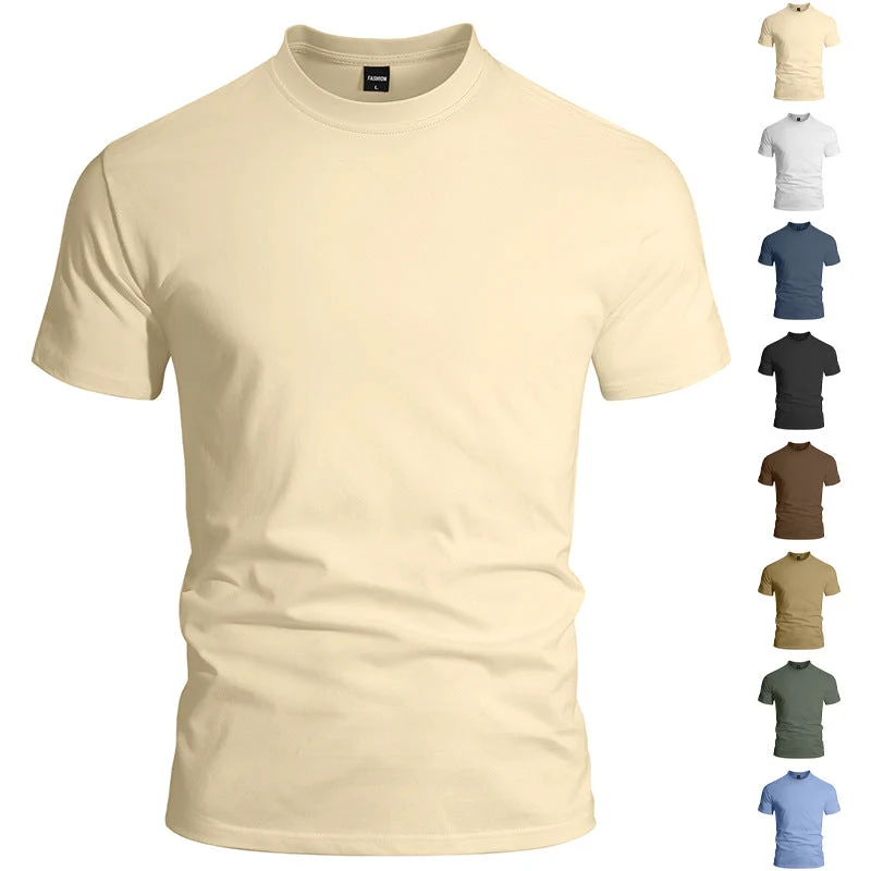 Herren eng anliegendes Rundhals-Basicshirt aus Singlejersey mit verstärktem Nackenband