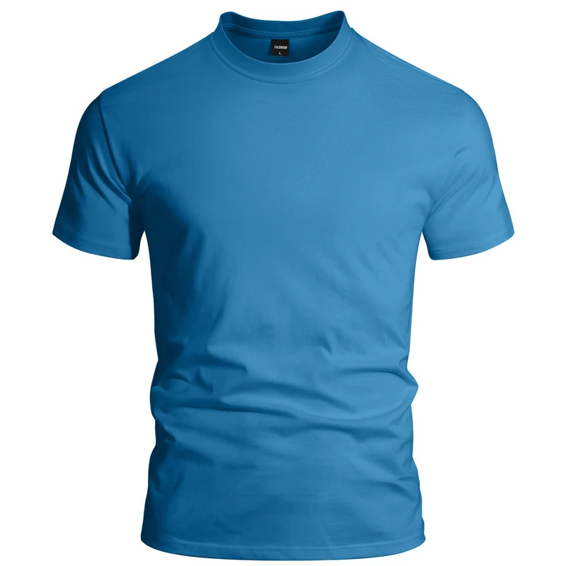 Herren eng anliegendes Rundhals-Basicshirt aus Singlejersey mit verstärktem Nackenband