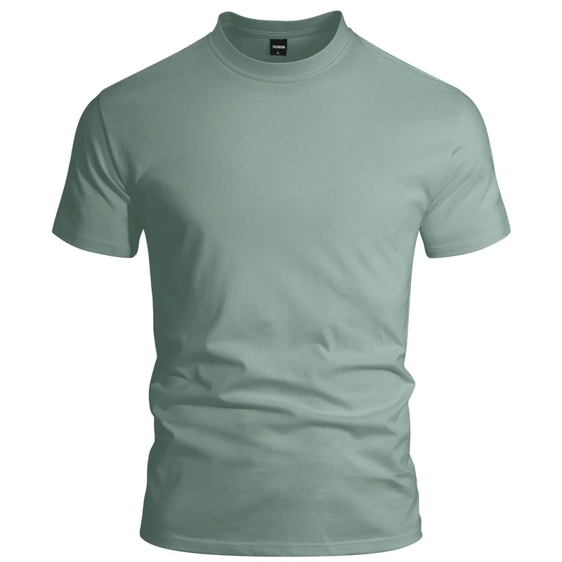 Herren eng anliegendes Rundhals-Basicshirt aus Singlejersey mit verstärktem Nackenband