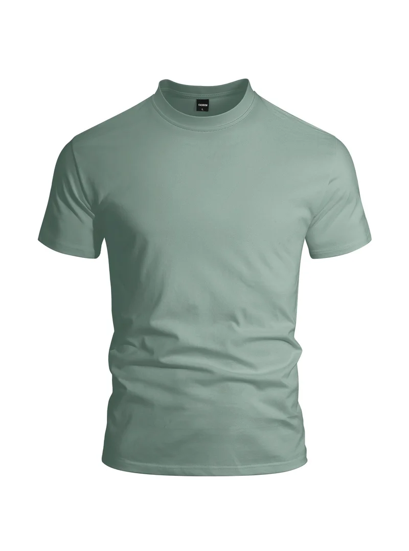 Herren eng anliegendes Rundhals-Basicshirt aus Singlejersey mit verstärktem Nackenband