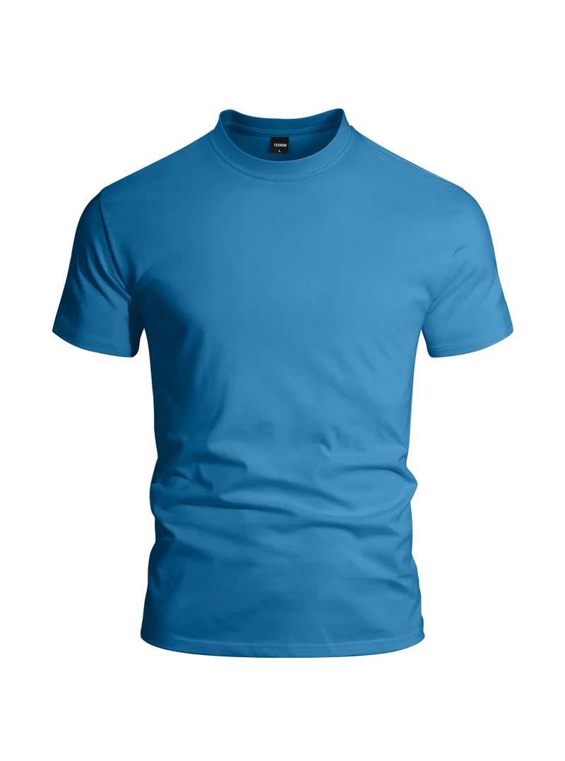 Herren eng anliegendes Rundhals-Basicshirt aus Singlejersey mit verstärktem Nackenband