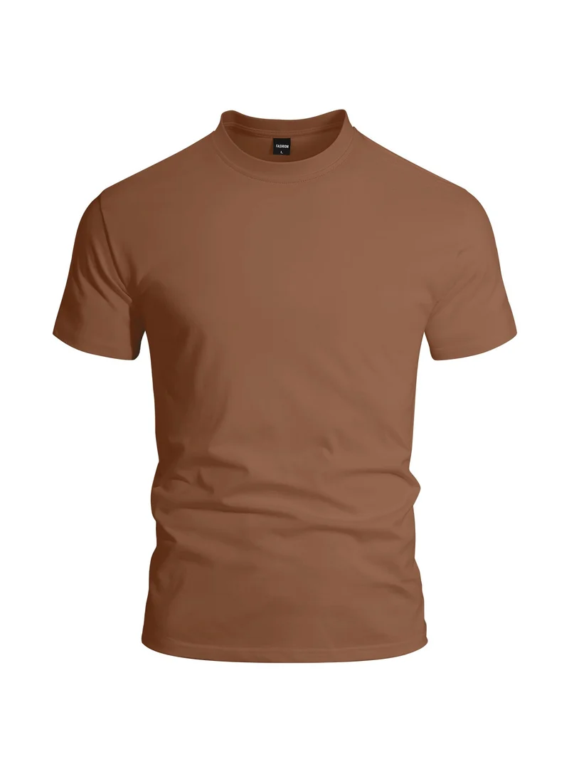 Herren eng anliegendes Rundhals-Basicshirt aus Singlejersey mit verstärktem Nackenband