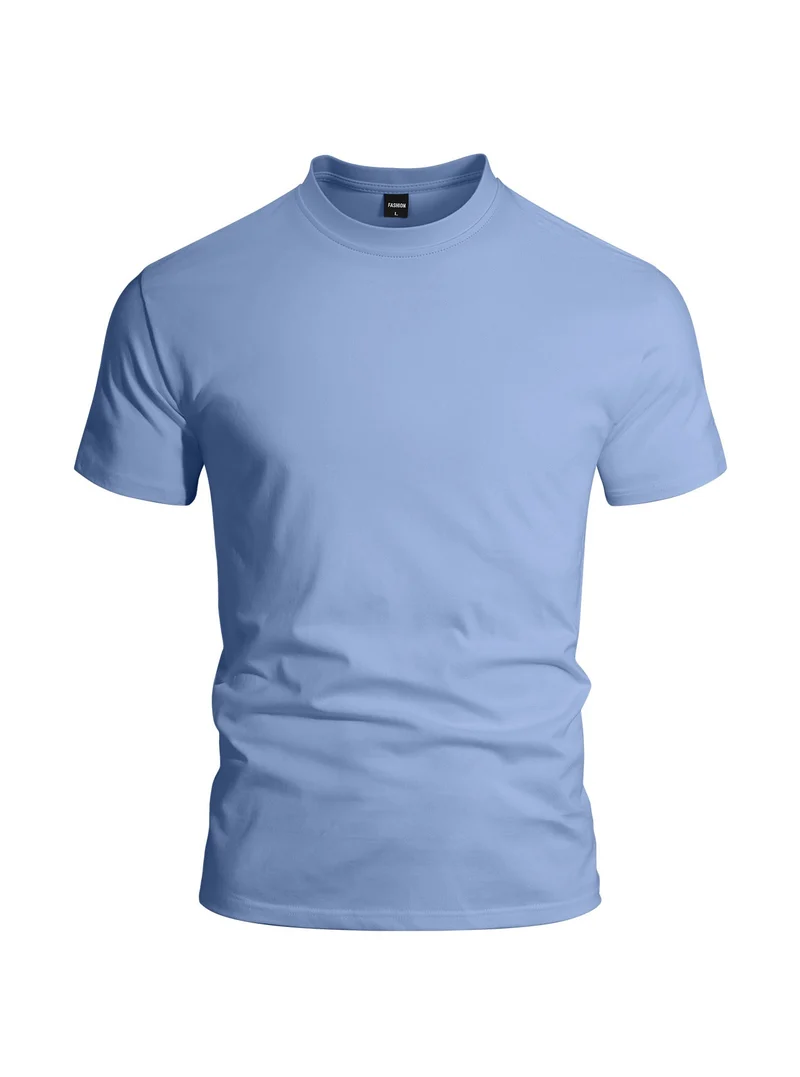 Herren eng anliegendes Rundhals-Basicshirt aus Singlejersey mit verstärktem Nackenband