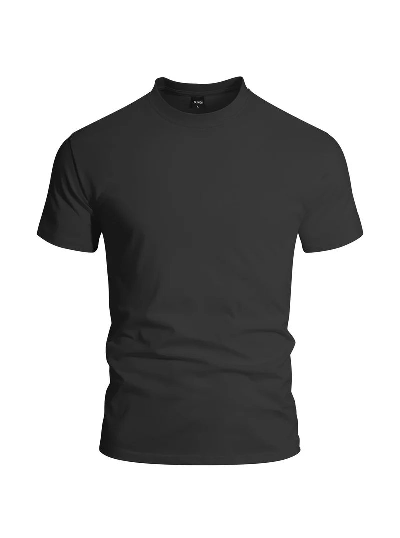 Herren eng anliegendes Rundhals-Basicshirt aus Singlejersey mit verstärktem Nackenband