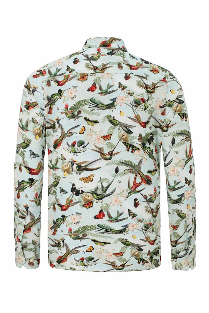 Hummingbirds Printed Long Sleeve Shirt for Men