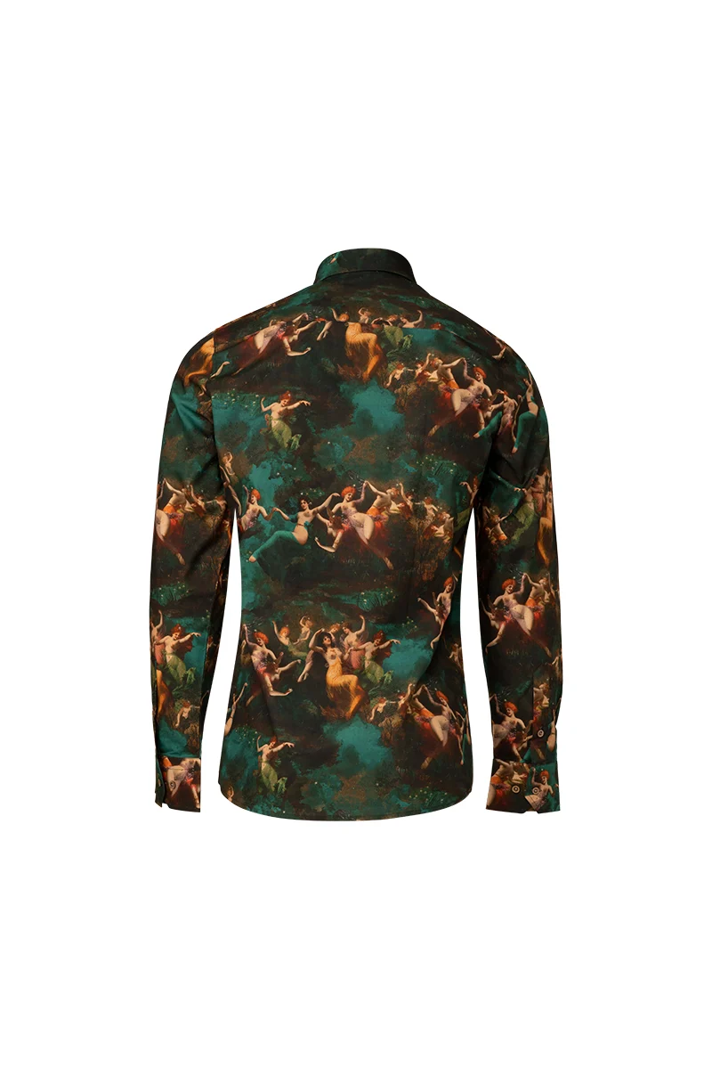 Feast of Fauns & Nymphs Print Long Sleeve Shirt for Men