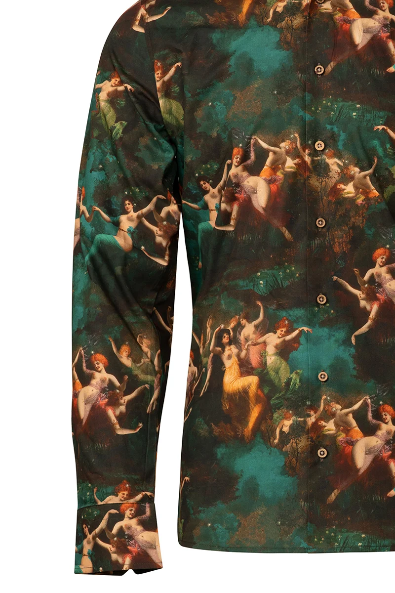Feast of Fauns & Nymphs Print Long Sleeve Shirt for Men