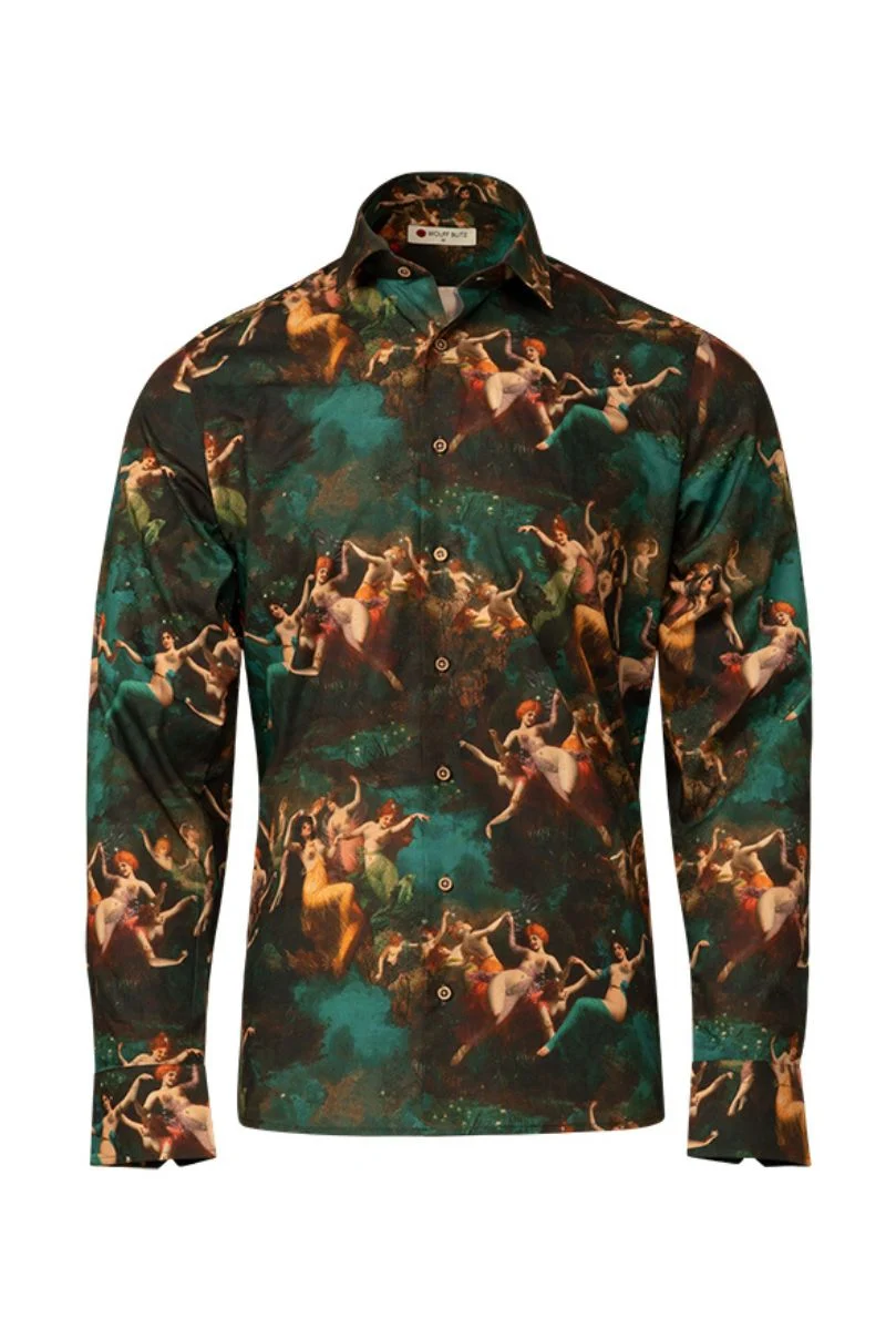 Feast of Fauns & Nymphs Print Long Sleeve Shirt for Men