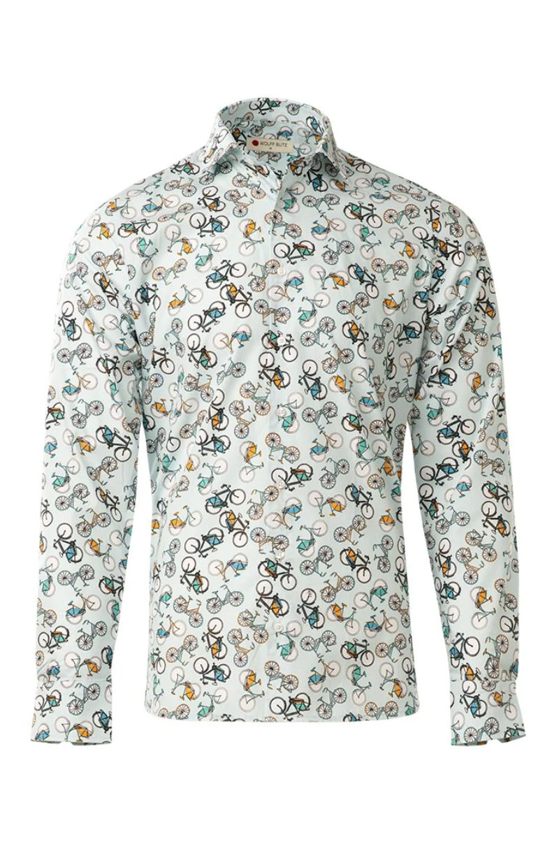 Light Blue Bikes Long Sleeve Shirt for Men