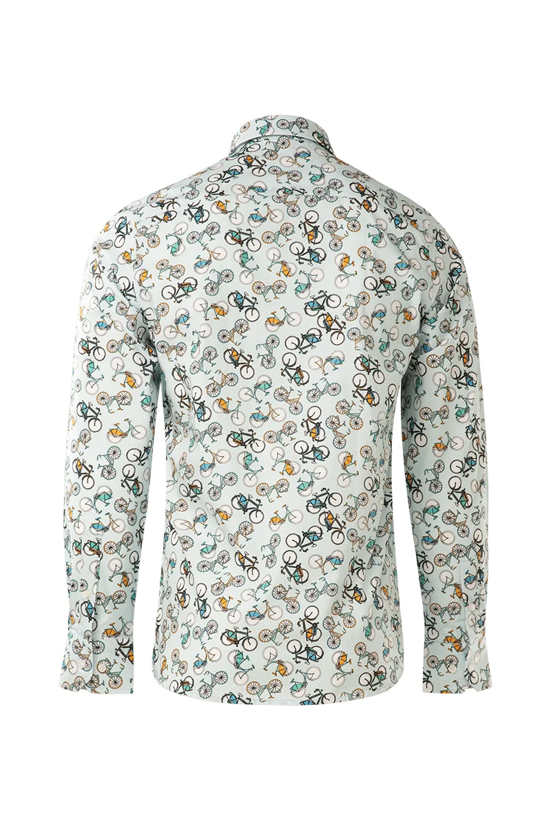 Light Blue Bikes Long Sleeve Shirt for Men