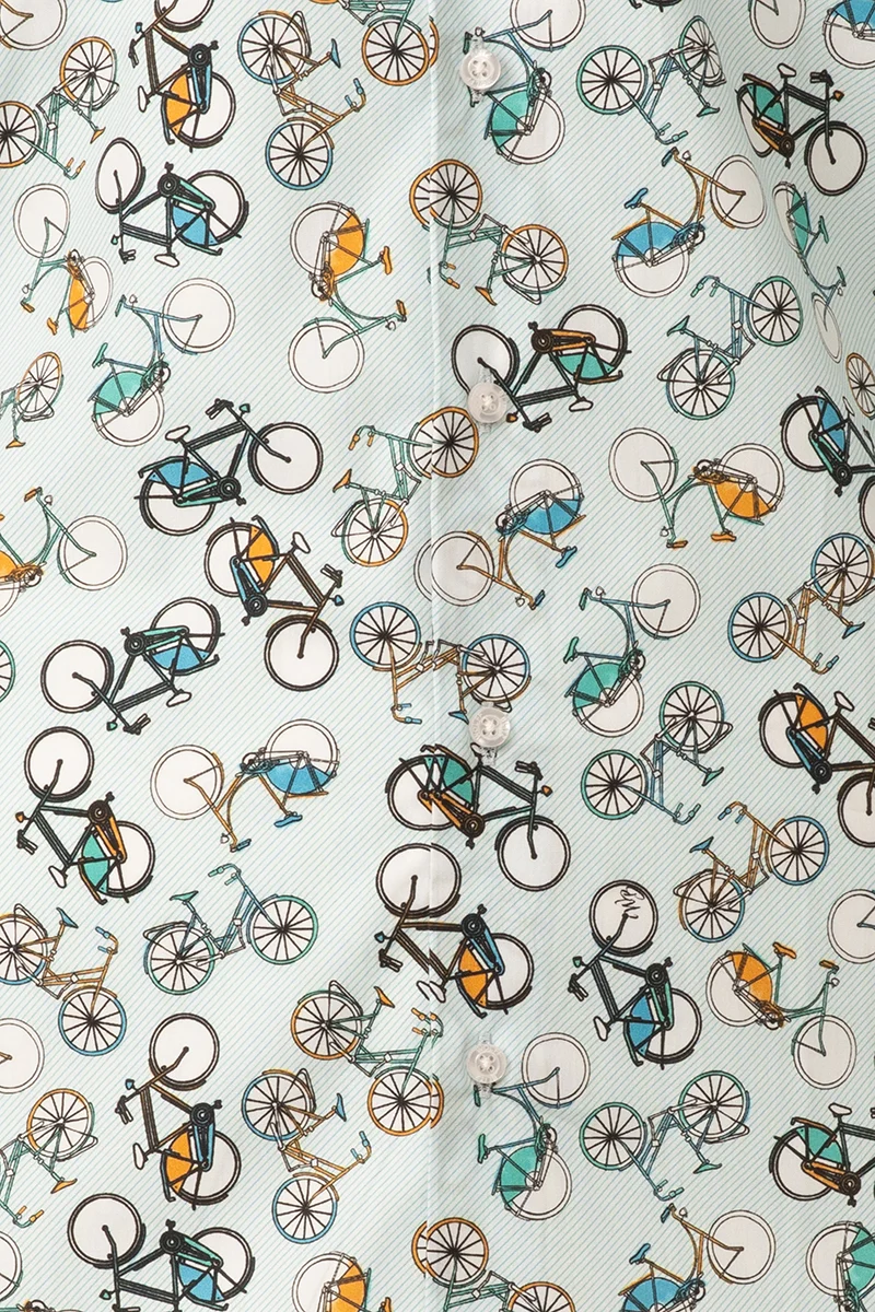 Light Blue Bikes Long Sleeve Shirt for Men