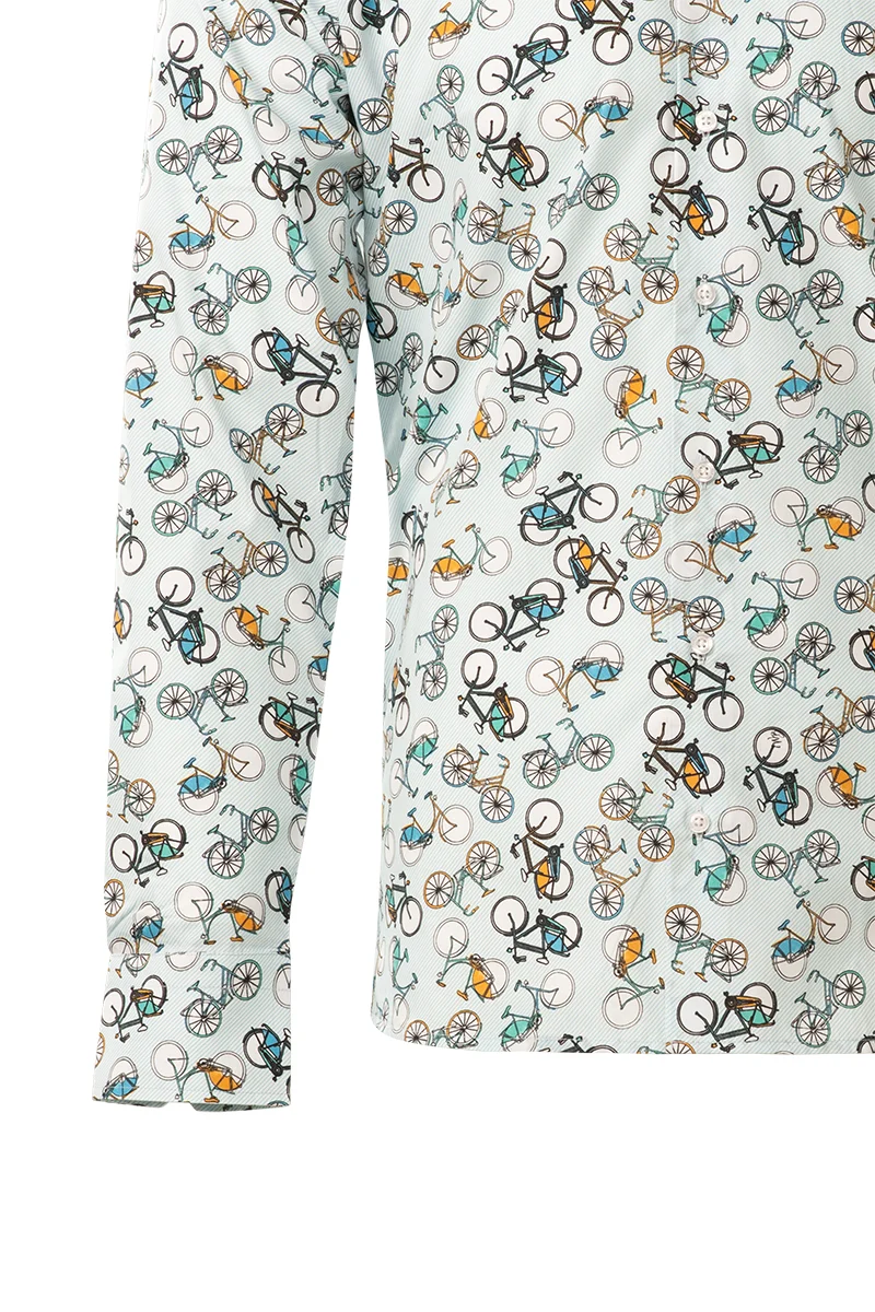 Light Blue Bikes Long Sleeve Shirt for Men
