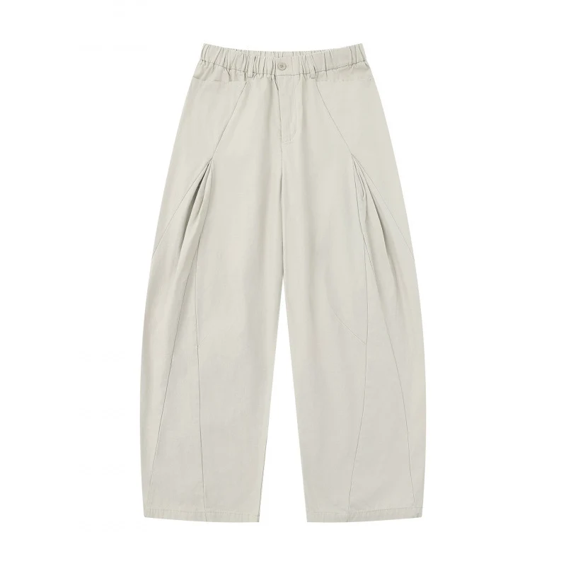 Damen Weite Culotte-Hose mit elastischem Bund, dekorativen Falten und geschwungenen Nahtdetails Nord Taschen