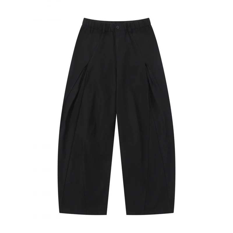 Damen Weite Culotte-Hose mit elastischem Bund, dekorativen Falten und geschwungenen Nahtdetails Nord Taschen