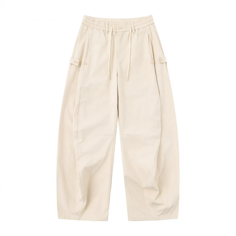 Damen Weite Culotte-Cargo-Hose mit elastischem Bund, Tunnelzug und aufgesetzten Taschen Nord Taschen