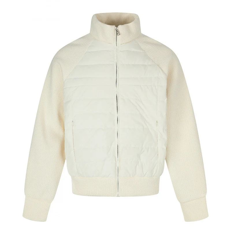 Damen Hybrid-Steppjacke mit gesteppter Front, Grobstrickärmeln und hohem Stehkragen Nord Taschen