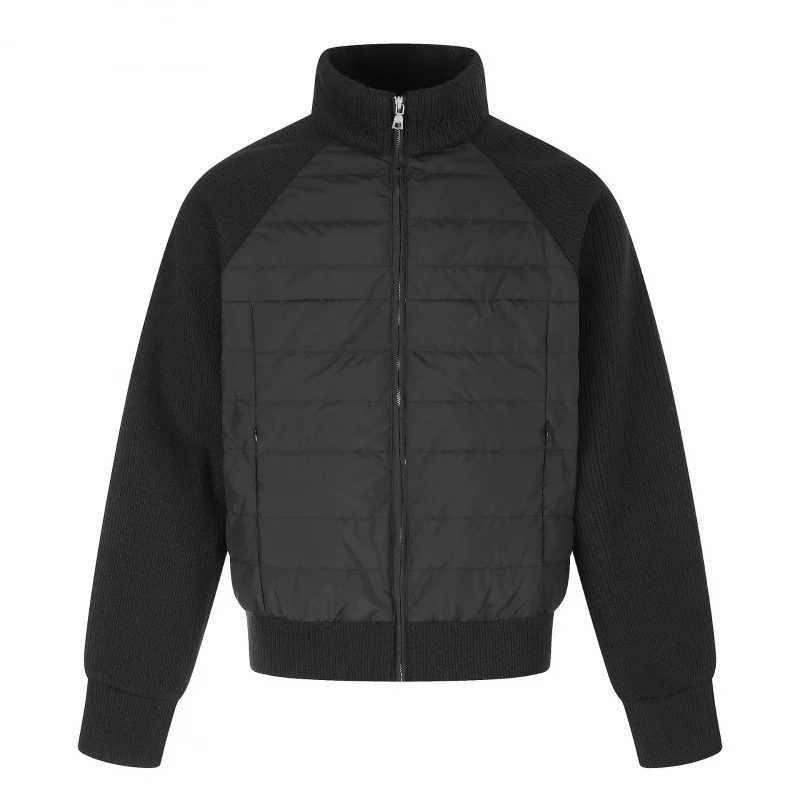Damen Hybrid-Steppjacke mit gesteppter Front, Grobstrickärmeln und hohem Stehkragen Nord Taschen