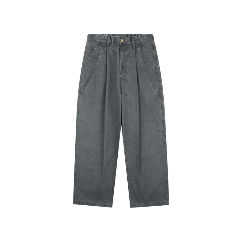 Damen Hochtaillierte Culotte-Hose mit weitem Bein, Bundfalten und soften Denimgriff Nord Taschen