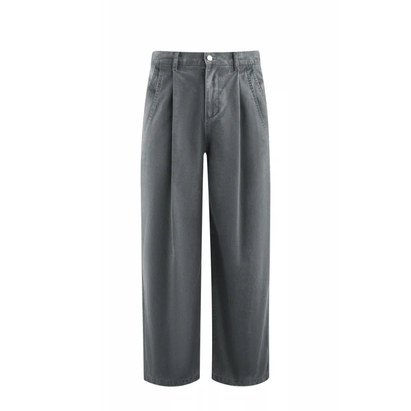 Damen Hochtaillierte Culotte-Hose mit weitem Bein, Bundfalten und soften Denimgriff Nord Taschen