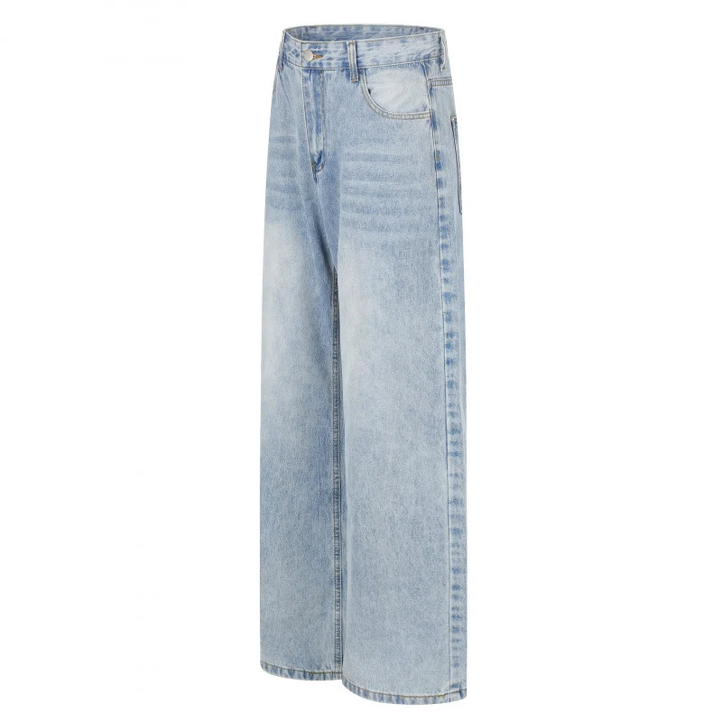 Damen Hochgeschnittene weite Jeanshose mit weitem Bein, Vintage‑Waschung und klassischem Taschen‑Design Nord Taschen
