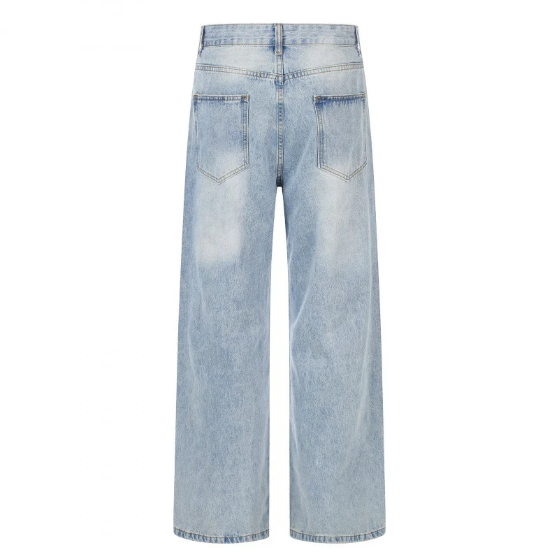 Damen Hochgeschnittene weite Jeanshose mit weitem Bein, Vintage‑Waschung und klassischem Taschen‑Design Nord Taschen