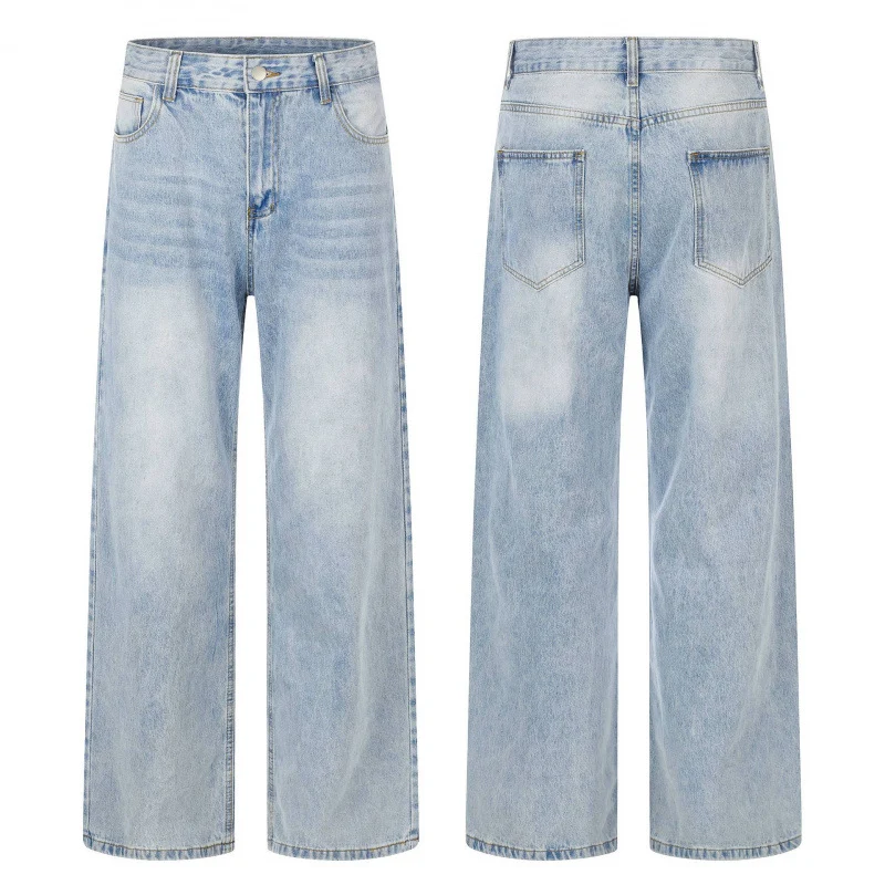Damen Hochgeschnittene weite Jeanshose mit weitem Bein, Vintage‑Waschung und klassischem Taschen‑Design Nord Taschen