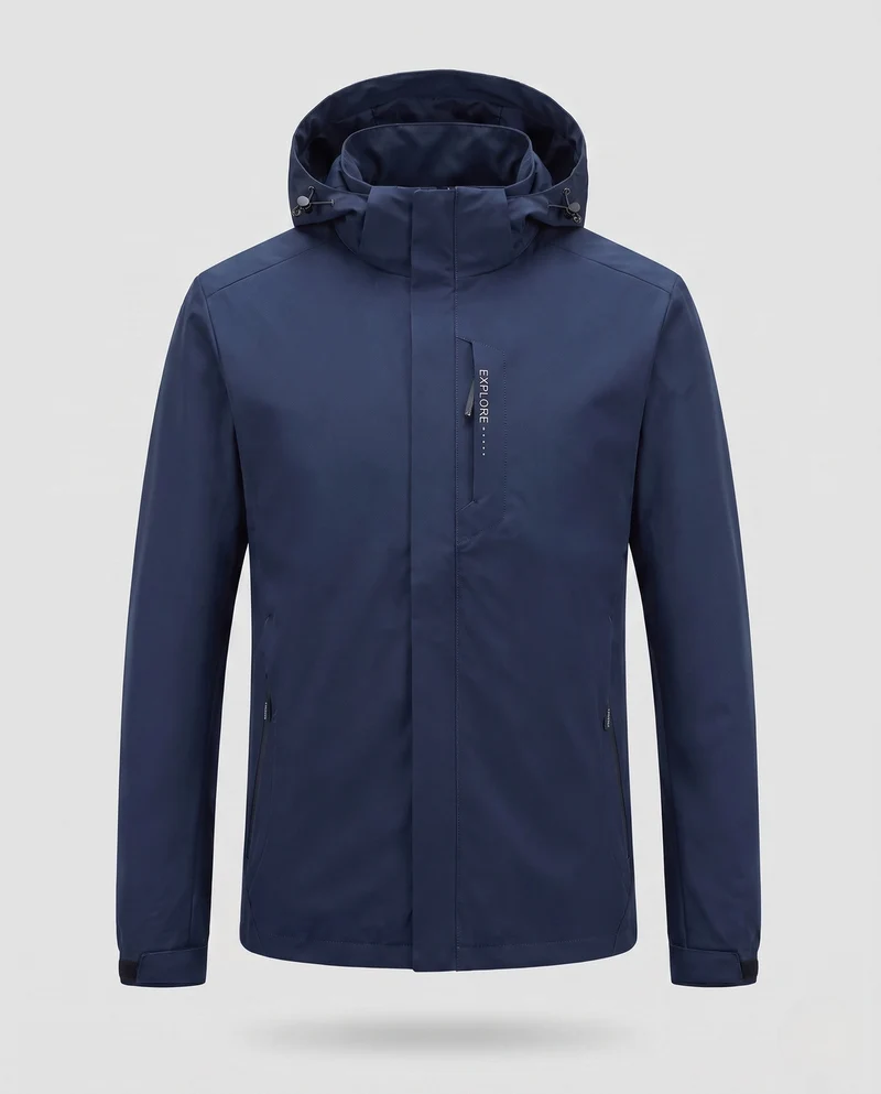 Männliche wind- und wasserabweisende Softshell-Jacke mit abnehmbarer Kapuze und verdecktem Reißverschluss Nord Taschen