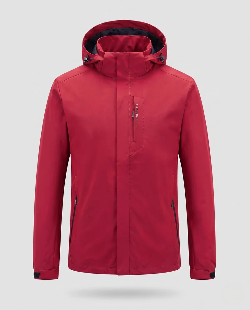 Männliche wind- und wasserabweisende Softshell-Jacke mit abnehmbarer Kapuze und verdecktem Reißverschluss Nord Taschen