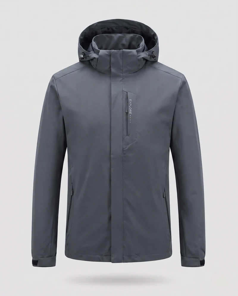 Männliche wind- und wasserabweisende Softshell-Jacke mit abnehmbarer Kapuze und verdecktem Reißverschluss Nord Taschen