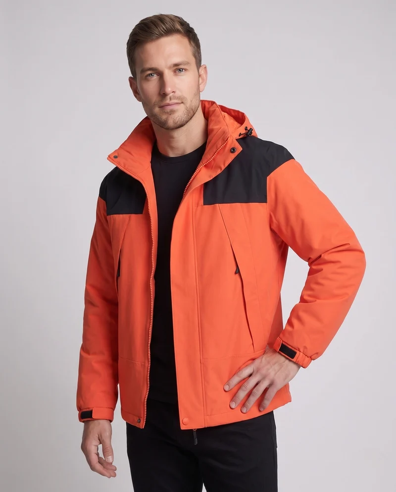 Herren zwei-lagige Softshell Outdoor-Jacke mit herausnehmbarer Fleece-Innenjacke und Kapuze Nord Taschen