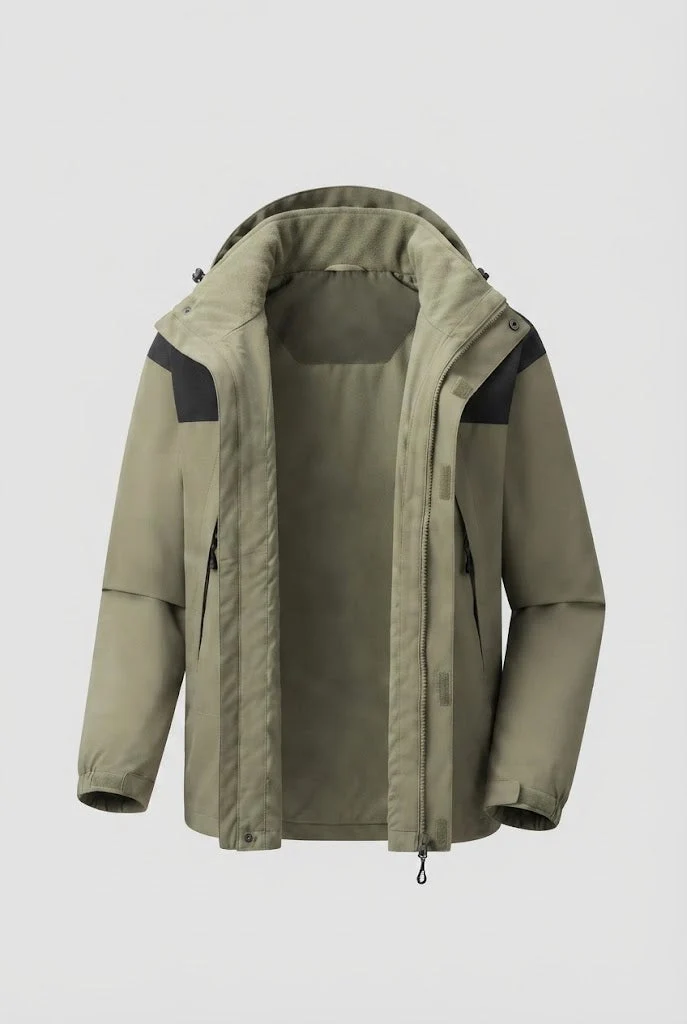 Herren zwei-lagige Softshell Outdoor-Jacke mit herausnehmbarer Fleece-Innenjacke und Kapuze Nord Taschen