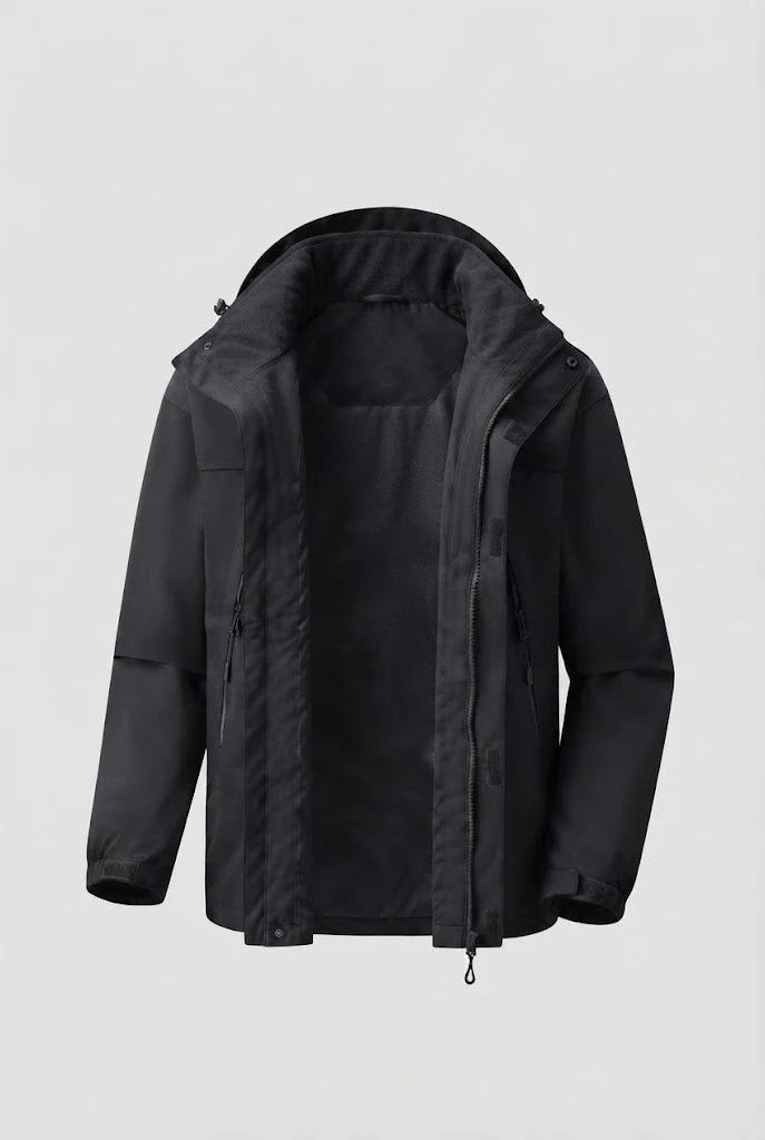 Herren zwei-lagige Softshell Outdoor-Jacke mit herausnehmbarer Fleece-Innenjacke und Kapuze Nord Taschen