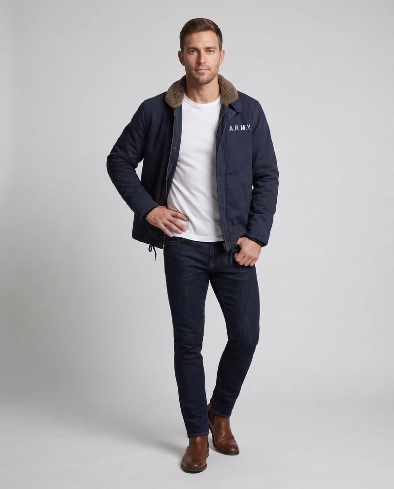 Herren Stylische Übergangsjacke mit Innenfutter Nord Taschen