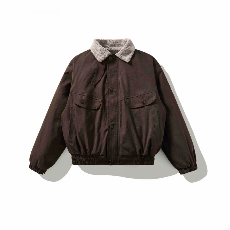 Herren Boxy-Utility-Bomberjacke mit Sherpa-Kragen und verdeckter Druckknopfleiste Nord Taschen