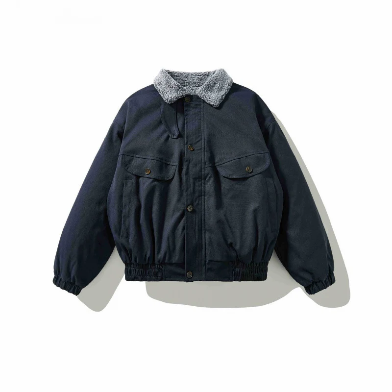 Herren Boxy-Utility-Bomberjacke mit Sherpa-Kragen und verdeckter Druckknopfleiste Nord Taschen
