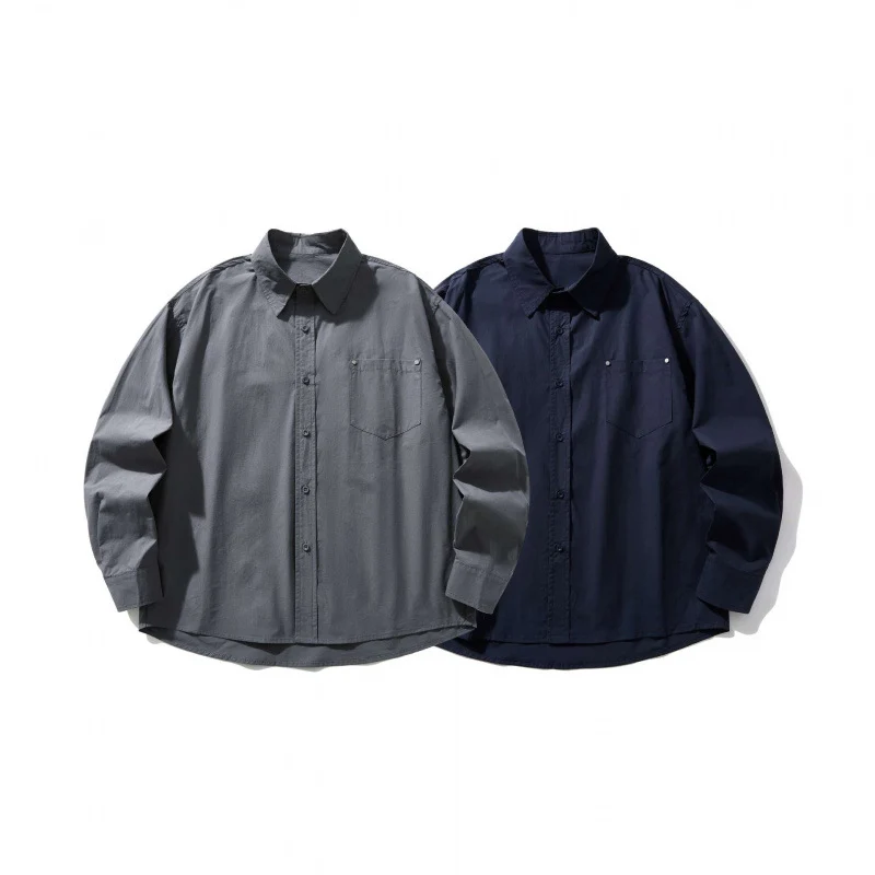 Herren Boxy-Overshirt mit Brusttasche und Hemdkragen aus leichtem Baumwollmix Nord Taschen