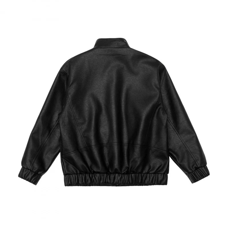 Herren Boxy Kunstleder-Blouson mit Stehkragen, Schulterklappen und elastischem Saum Nord Taschen