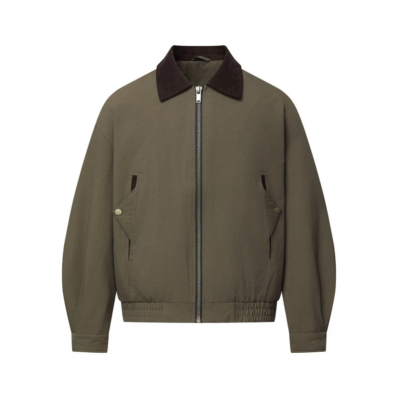 Herren Boxy-Field-Bomberjacke mit Cordkragen, Metallreißverschluss und elastischem Saum Nord Taschen