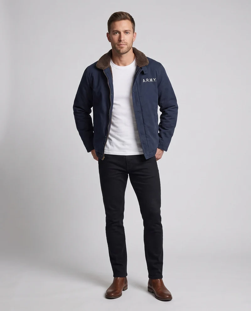 Herren Robuste Feldjacke mit Teddykragen Nord Taschen