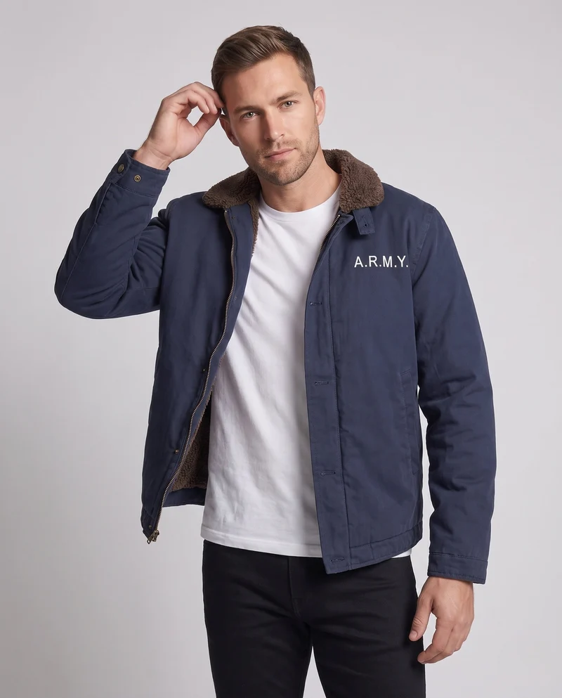 Herren Robuste Feldjacke mit Teddykragen Nord Taschen