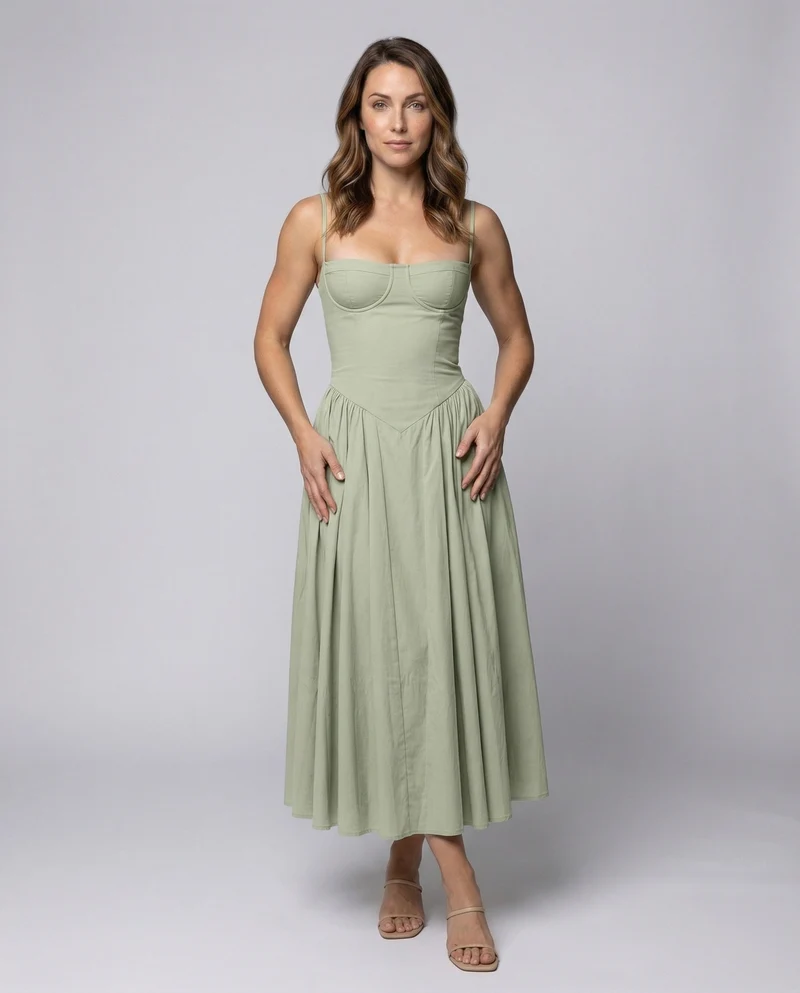 Damen Korsagen-Midikleid Geformtes Bustier