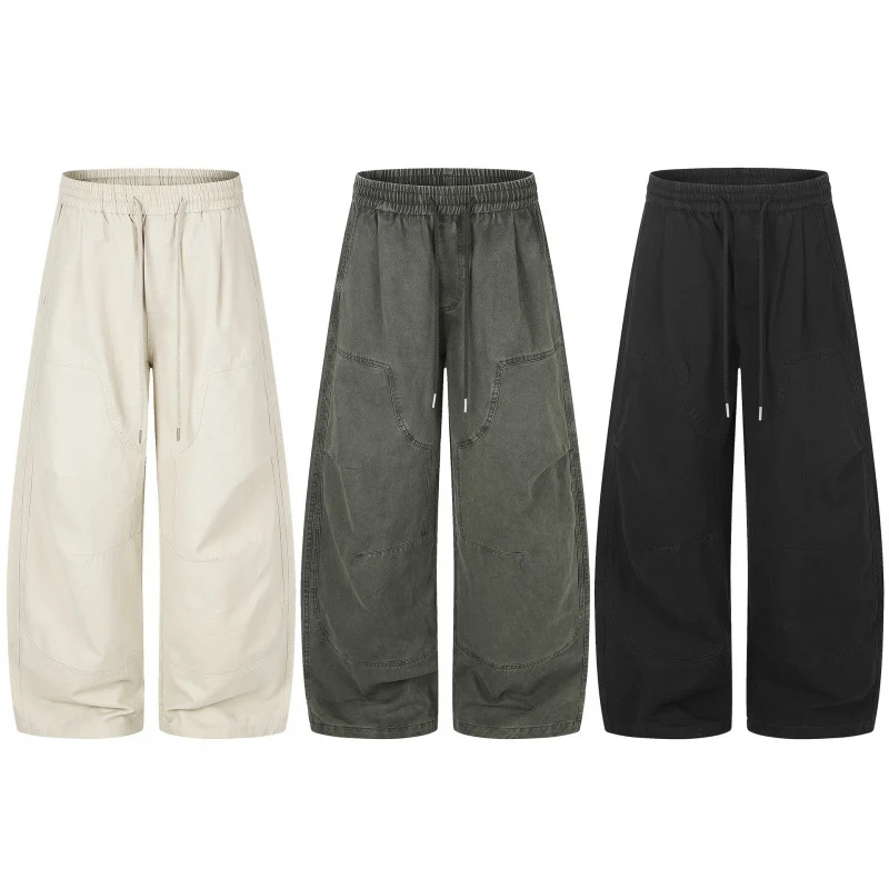 Damen Weite Cropped-Cargo-Hose mit Gummibund, Tunnelzug und aufgesetzten Taschen Nord Taschen