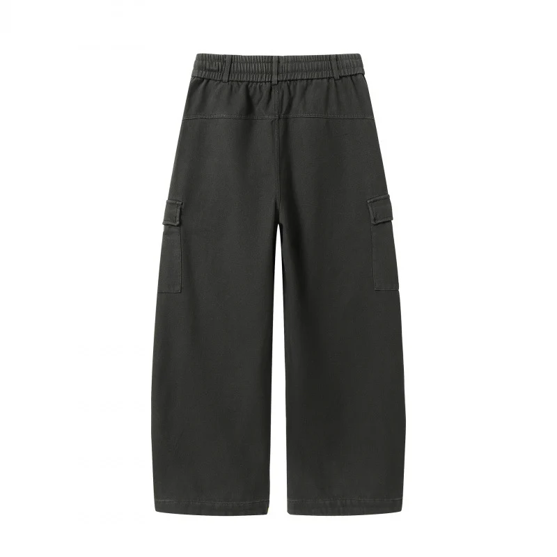 Damen Weite Cargo-Hose mit Tunnelzugbund, aufgesetzten Pattentaschen und weitem Bein Nord Taschen