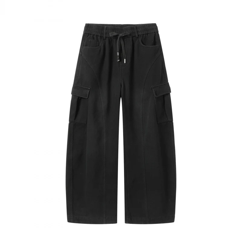Damen Weite Cargo-Hose mit Tunnelzugbund, aufgesetzten Pattentaschen und weitem Bein Nord Taschen