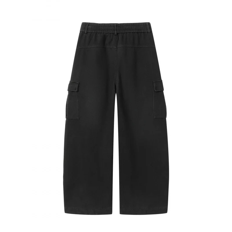 Damen Weite Cargo-Hose mit Tunnelzugbund, aufgesetzten Pattentaschen und weitem Bein Nord Taschen