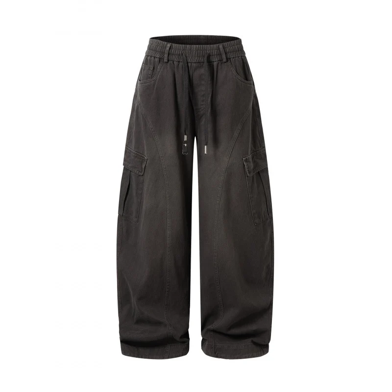 Damen Weite Cargo-Hose mit Tunnelzugbund, aufgesetzten Pattentaschen und weitem Bein Nord Taschen